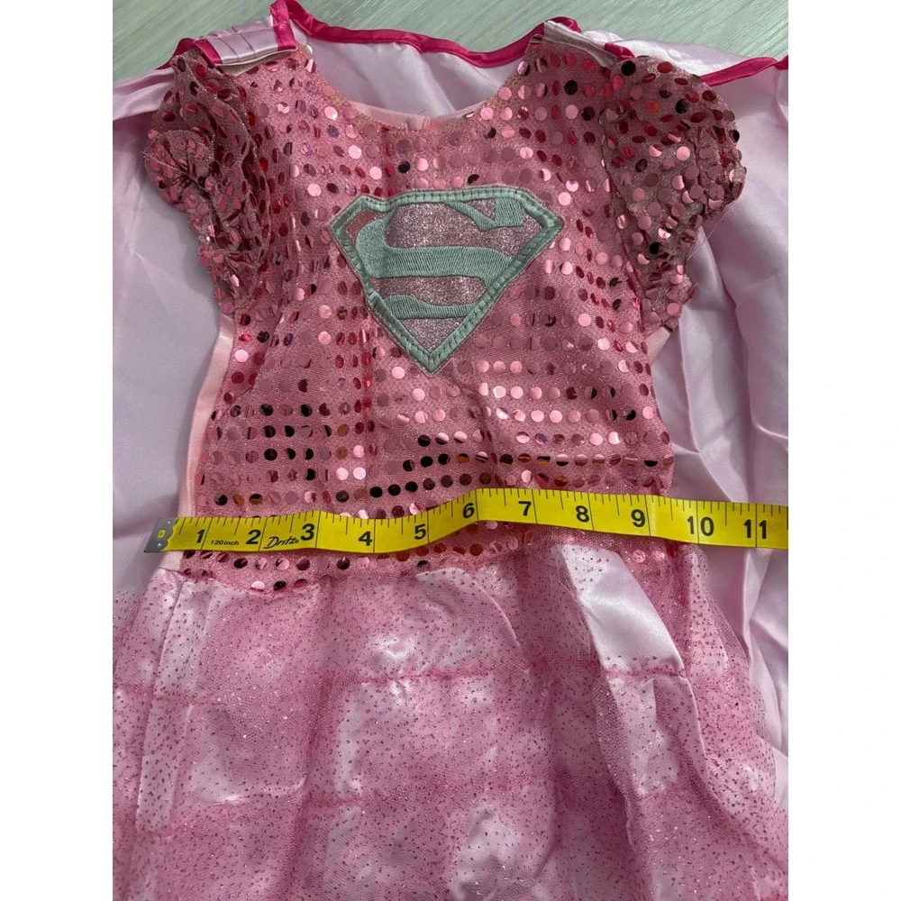 Supergirl Girl Kid Costume Pink Sequin Tutu Dress Rubies Cape Mask Size S 4-6
